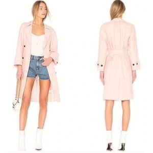 JOIE Washed Rose Damonica Pink Trench Coat Cotton‎ Linent Pink Belted M Medium